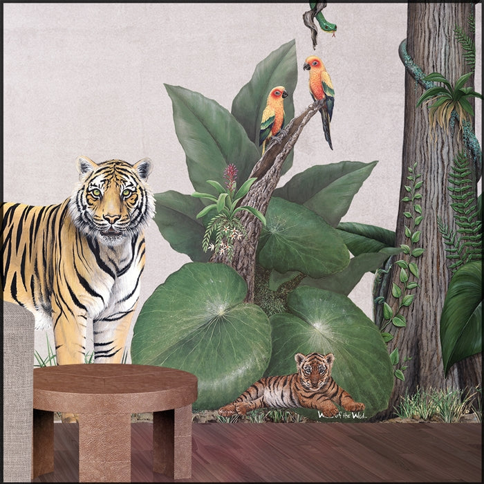 Parrots and Foliage Wall Decal (34 in. x 45 in.)