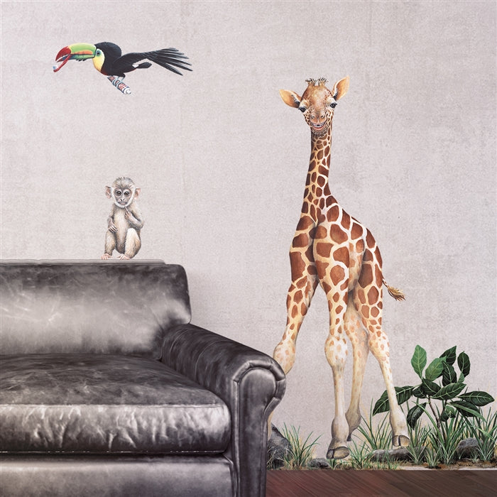 Toothy Giraffe Wall Decal 21 in. x 46 in.