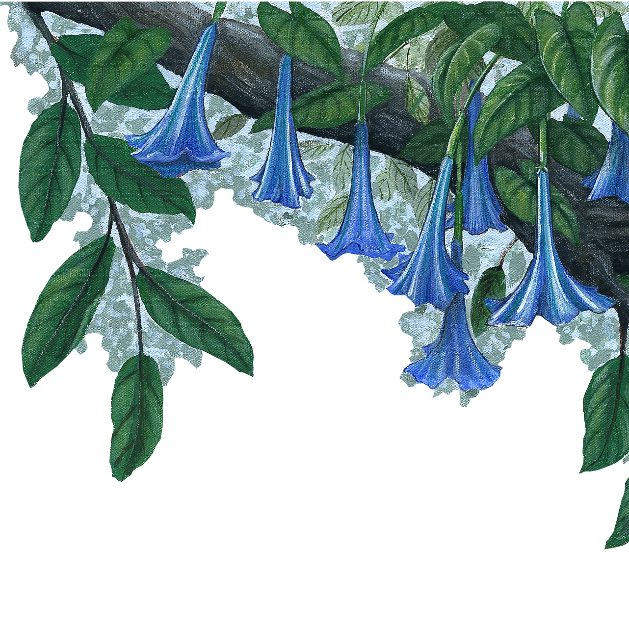 Blue Flower Vine Border Wall Decal (45 in. x 14 in.)