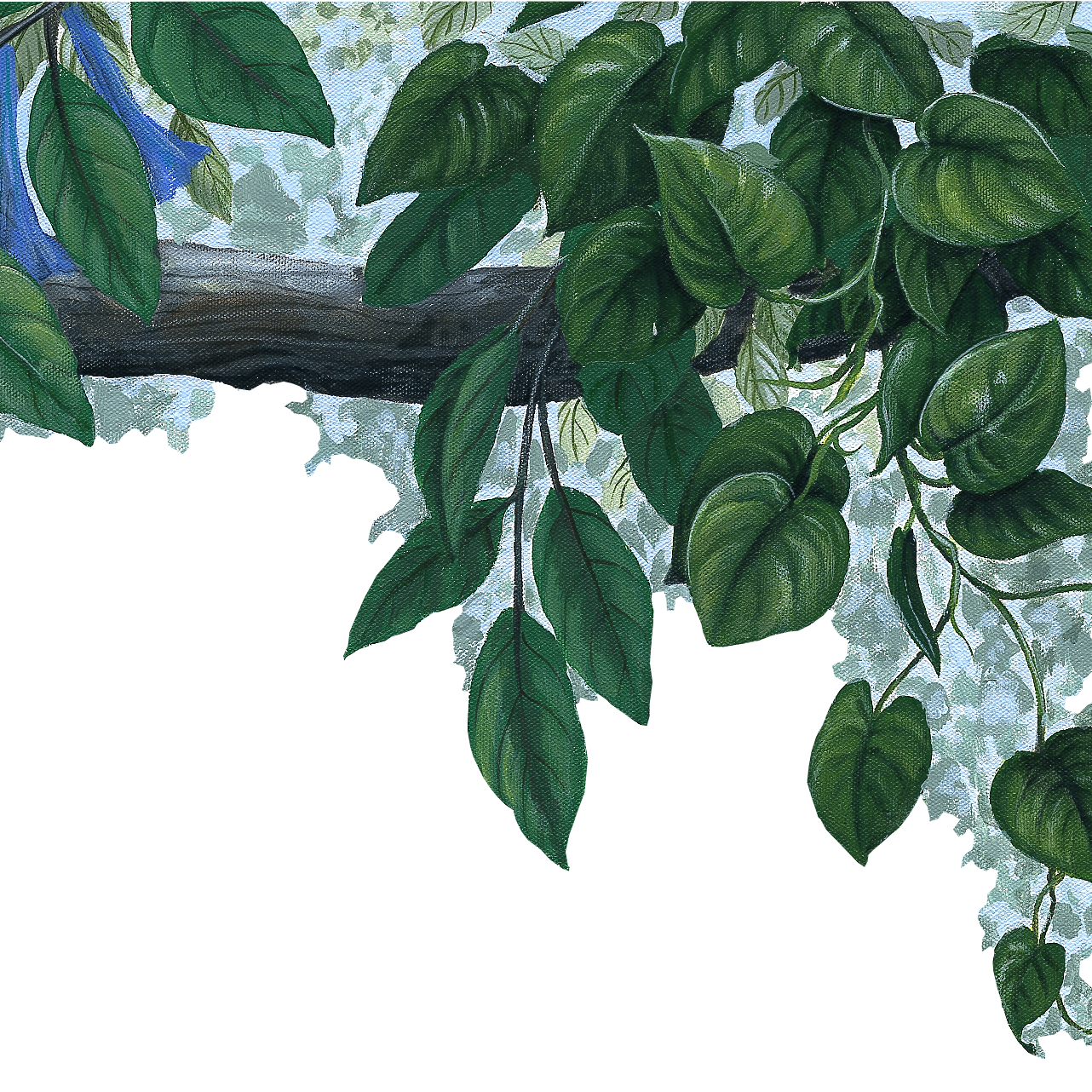 Blue Flower Vine Border Wall Decal (45 in. x 14 in.)
